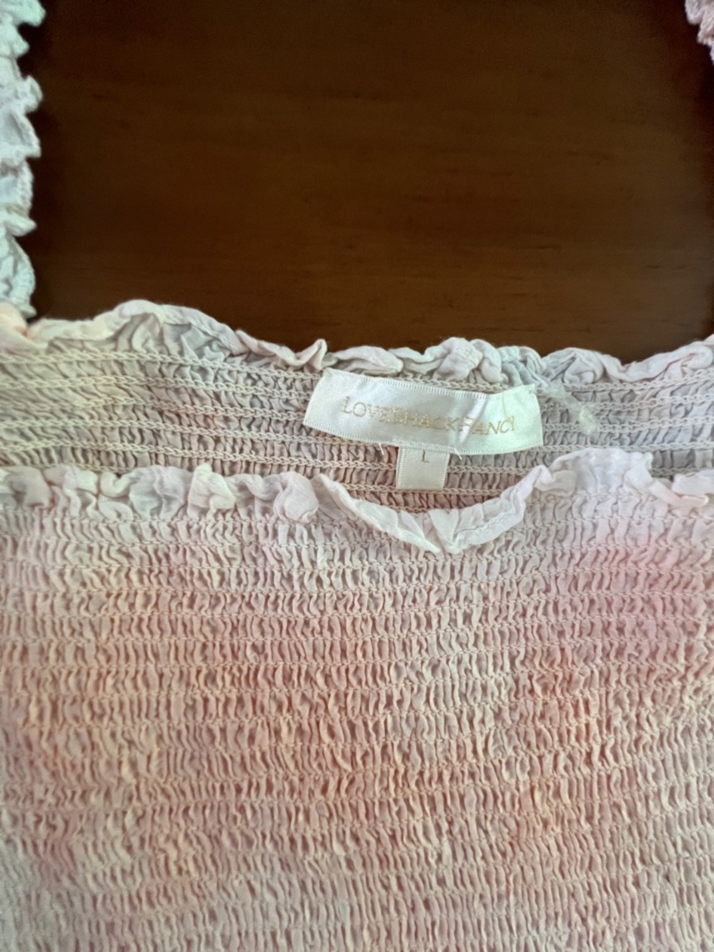 LoveShackFancy Light Pink Smocked Ruffle Top - Picture 3 of 8